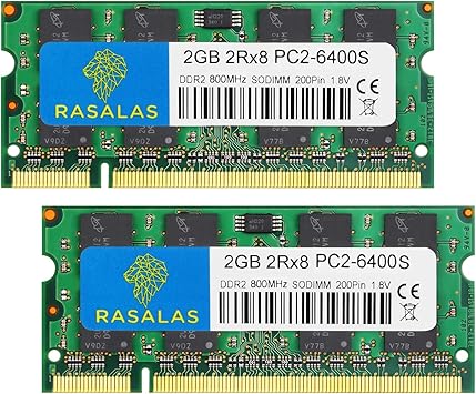 Amazon Rasalas 4gb Ddr2 Pc2 6400 800mhz Sodimm 2x2gb Pc2 6400s 2rx8 1 8v Cl6 ラップトップのためのメモリー Rasalas メモリ 通販