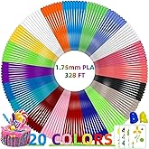 GEEETECH 3D Pen Filament Refills 20 Colors Total 328 Feet 3D Pen Refills 1.75mm 3D Pen PLA Filament Refills, Compatible with