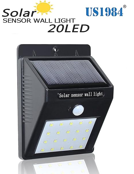 US1984 20 LED Weatherproof Wireless Security Motion Sensor Solar Wall Light for Wall, Patio, Garden, Landscape, Deck, Shed, Lawn