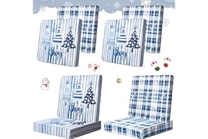 Tingjoo 8Pcs Patio Cushion Covers Stretch Outdoor Couch Cushion Covers Slipcovers Sets Replacement Furniture Sofa Chair Seat Couch Washable(Snow Blue)