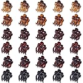 Cptots 30 Pcs Mini Flower Claw Clips for Women Cute Small Jaw Clips for Thin Fine Hair Strong Grip Tiny Hair Accessories,Black Amber