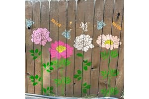 MYJMN Large Flower Fence Stencils for Painting Outdoors Garden Extra Fence Peony Lace Floral Stencil Templates on Wood Furniture Wall Mural (fence10)