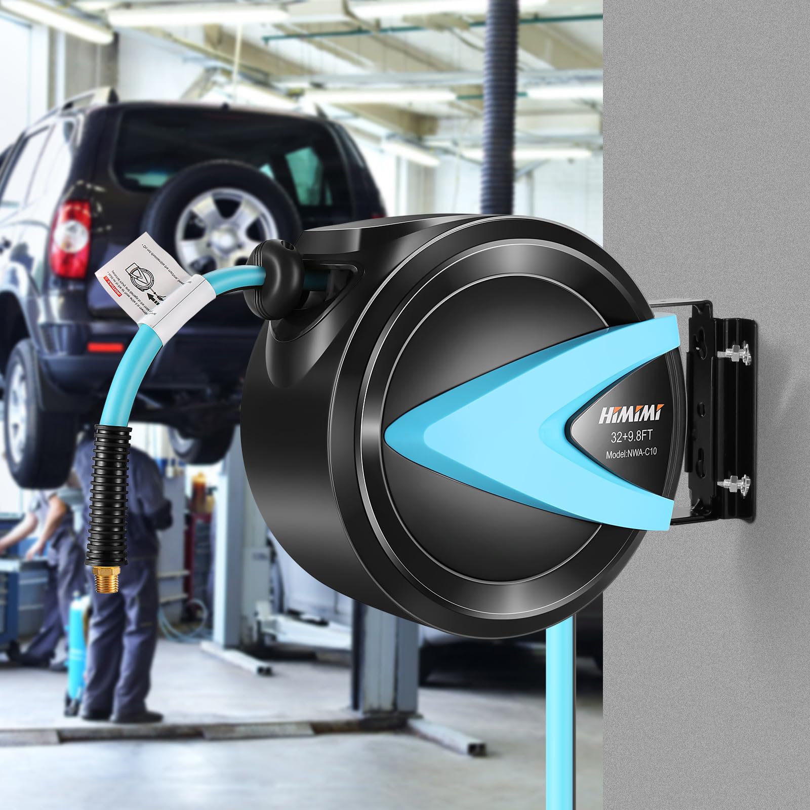 32FT + 9.8FT Retractable Air Hose Reel, Ceiling/Wall Mount Penumatic