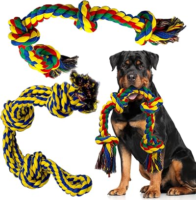 Decyam Dog Rope Toys Large Medium 2 Pack 100% Cotton Heavy Duty XL