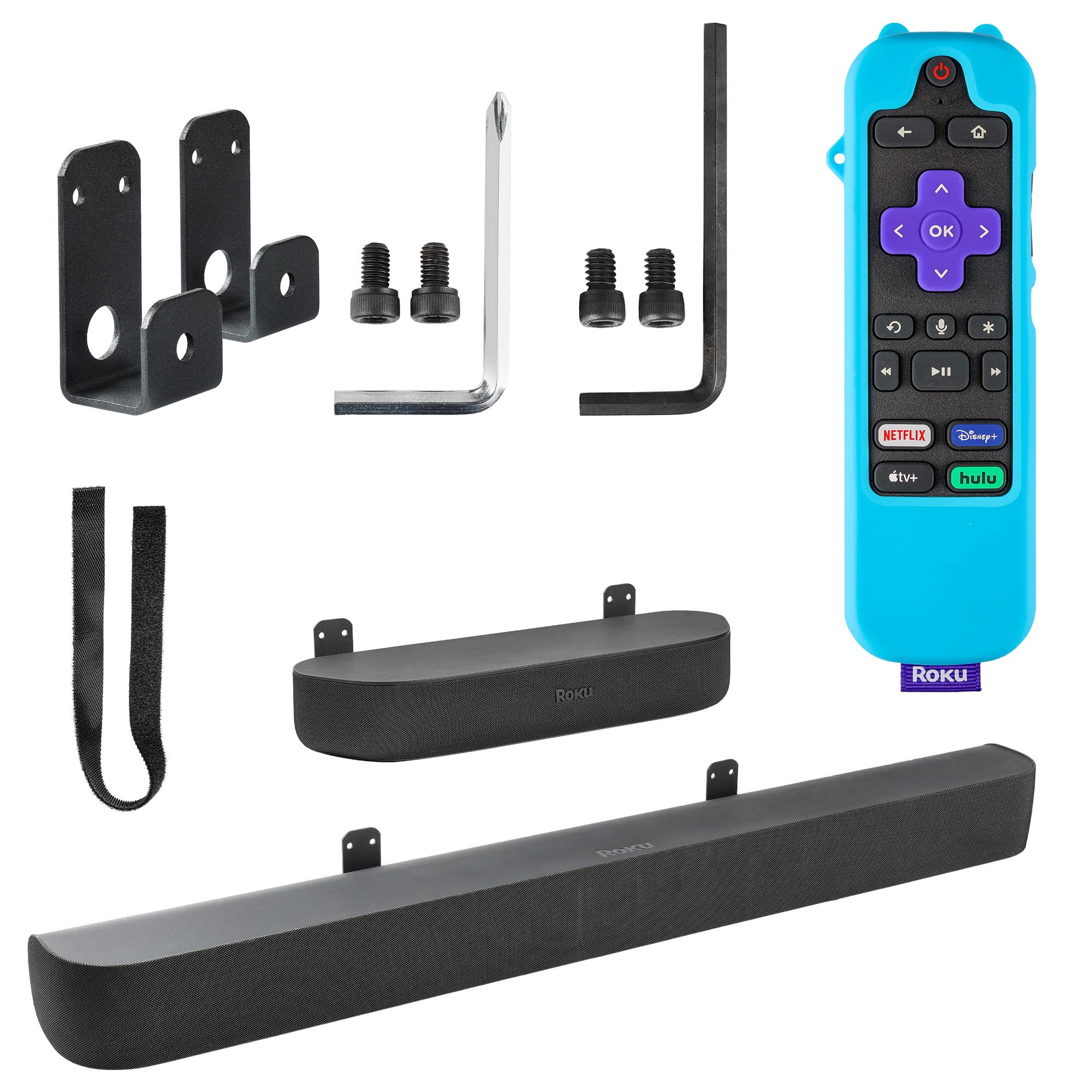 Wabracket Wall Mount Bracket for Roku Streambar/Smart Soundbar, Sturdy Soundbar Holder for Roku, with Silicone Remote Cover, Space Saving, Keep Clean