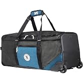 SCUBAPRO Sport Mesh 'N Roll 100 Wheeled Dive Bag with Double Duffel Straps and Adjustable Top Carry Handle for Scuba Diving Gear, Denim Blue Color Fabric