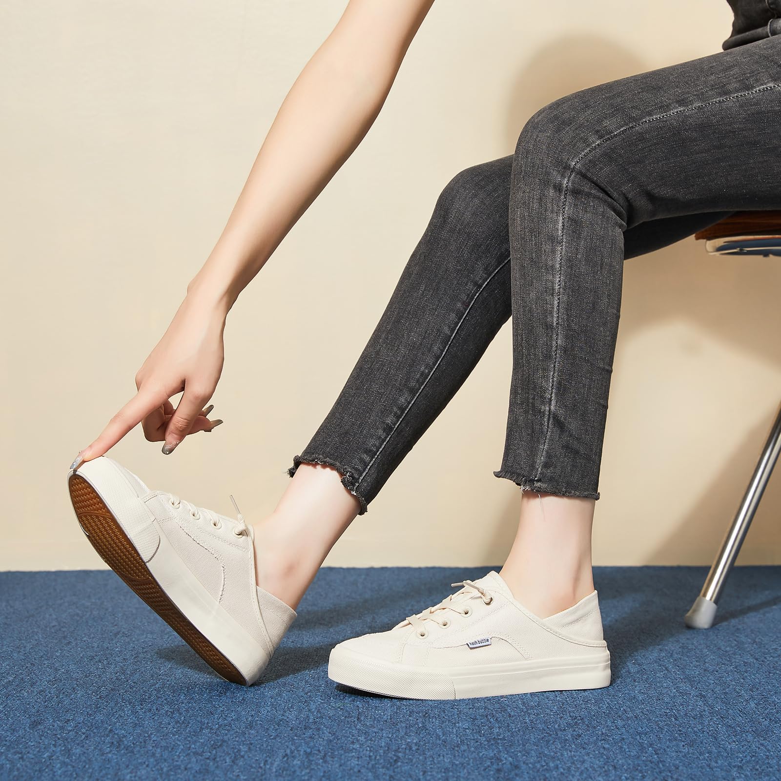 hash bubbie Women's Slip on Shoes Canvas Shoes Non Slip Fashion Sneakers for Women Low Top Loafers