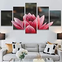 SIGNWIN 5 Panel Canvas Wall Art Pink Fields for Home Decorations Ready to Hang - 60