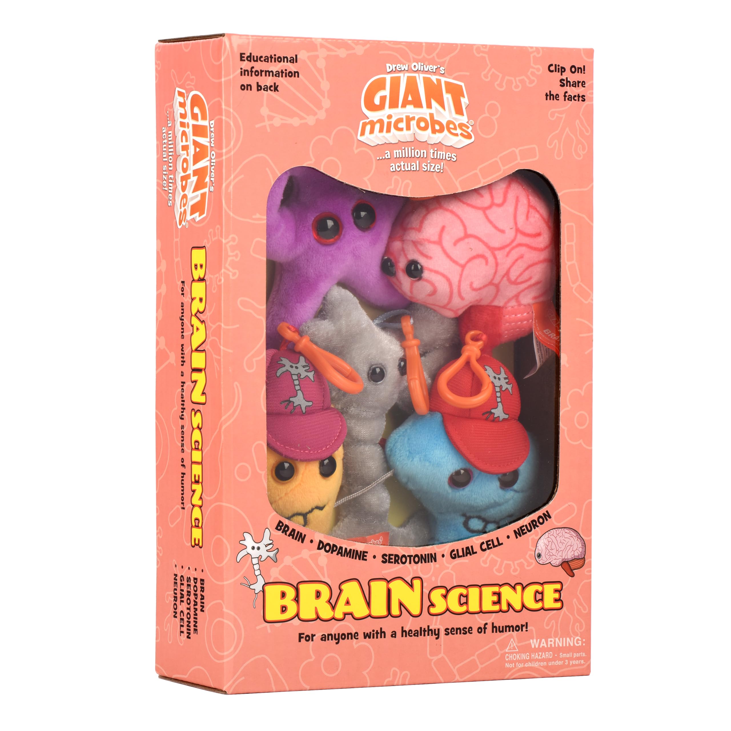 GIANTmicrobes Brain Science Gift Box - Neuroscience & Psychology Gifts, Brain Keychain & Plush Keychain