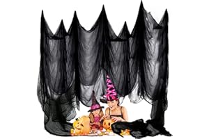 Lynkaye Halloween Creepy Cloth Decor 590"x39", Black Gauze Decoration Haunted House Party Black Decorative Cloth for Scary Outdoor Yard,Home,Wall,Doorways Spider Web Halloween Fabric Decor