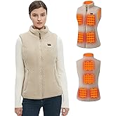 Fuzzy Heated Vest for Women with 16000mAh 7.4V Battery Pack Included, Sherpa Heated Vest Women, Fleece Heating Vests Cycling