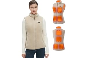 HECUSMA Fuzzy Heated Vest for Women with 16000mAh 7.4V Battery Pack Included, Sherpa Heated Vest Women, Fleece Heating Vests Cycling