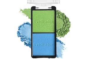 KYDA 2 Colors Green & Sky Blue Shimmer Eyeshadow Palette, Double Colors Pearl Eye Shadow for Women, Smooth Rich Pigment Powde