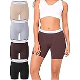 BAMBOO COOL Women's Boyshort Panties Stretchy Underwear Boxer Briefs for Ladies 4 Pack