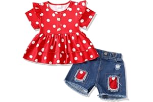 NZRVAWS Baby Girl Clothes Toddler Girl Summer Outfit Shirt Shorts Ripped Jean Infant Clothing 6 12 18 24 Month 2 3 4T
