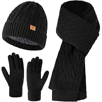 3 PCS Winter Hat Scarf Gloves Set, Soft Warm Knit Beanie Hat  display picture 1