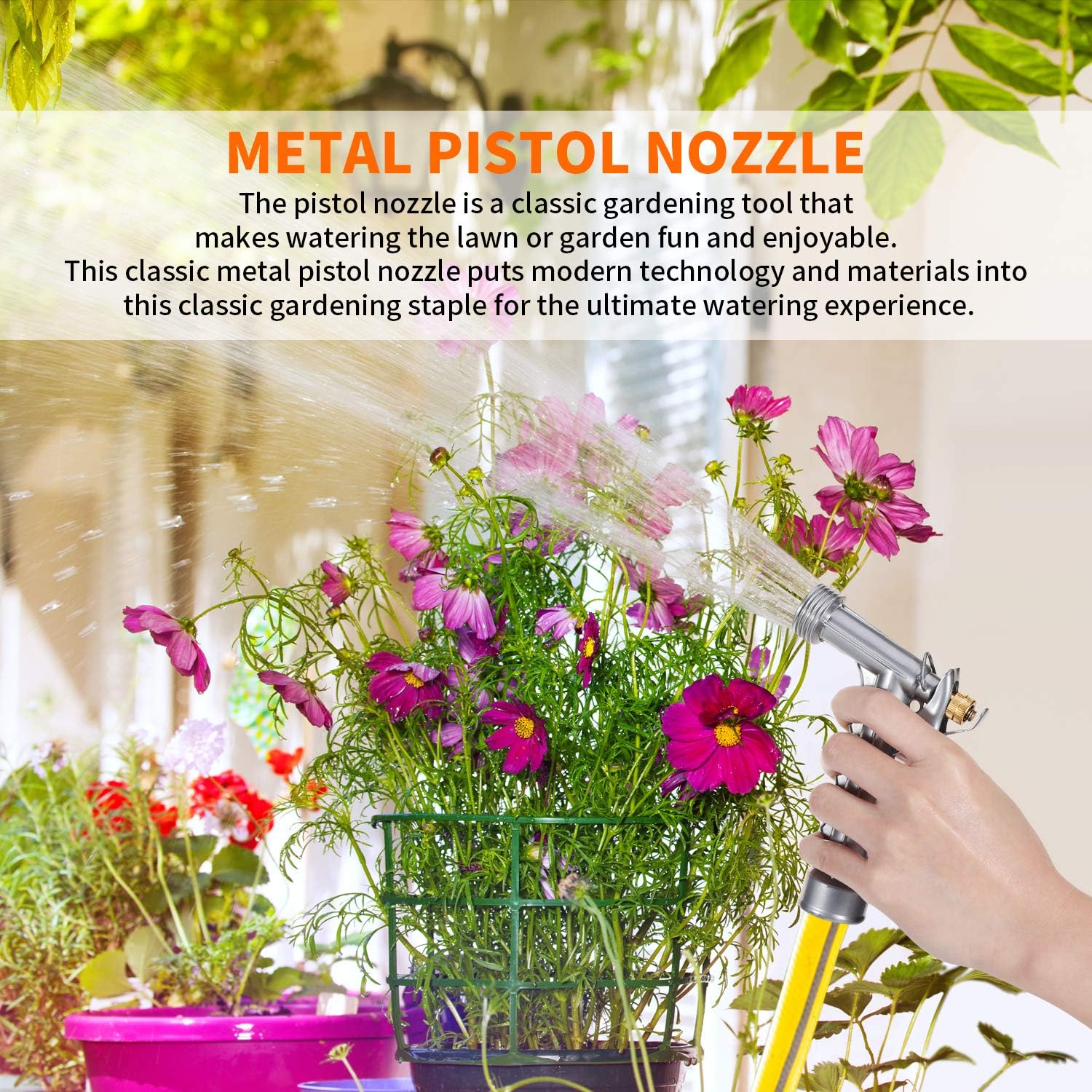 Skytree Hose Nozzle 2 Pack, Pistol Nozzle Durable Metal High Pressure Garden, Full Size, Pistol Grip, Rear Control : Garden & Outdoor