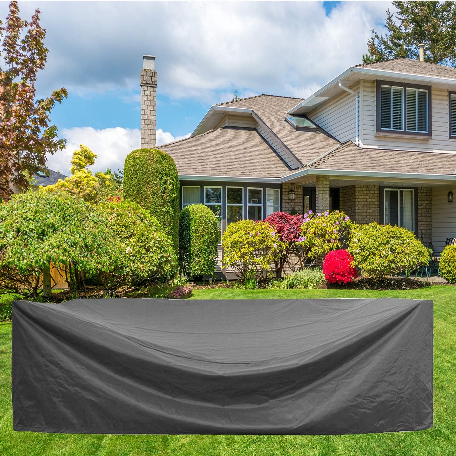 STARTWO Outdoor Patio Furniture Sectional Couch Cover 100% Waterproof Fabric, Porch Sofa, Rectangular Table Chairs Protector Large Furniture Cover, Designed with Straps for Snug Fit : Garden & Outdoor