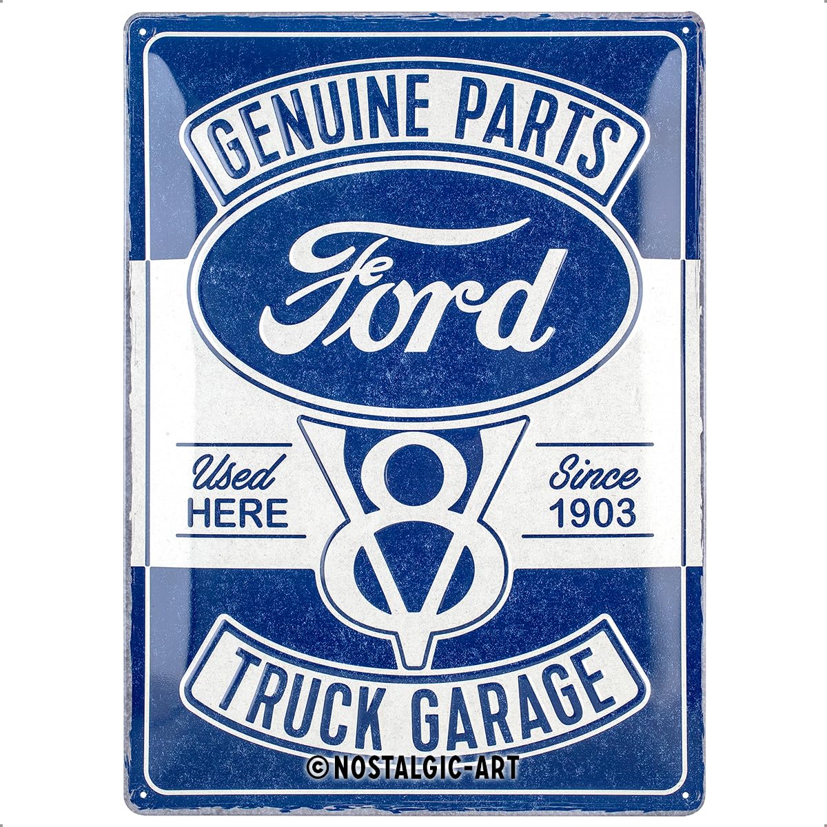 Nostalgic-Art Retro Tin Sign, 30 x 40 cm, Ford - V8 Truck Garage - Gift Idea for Ford Accessories Fans, Original Licensed Product (OLP), Made of Metal, Vintage Design, Tin Signs Sayings