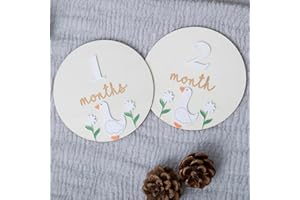 TROXUEO Goose Monthly Milestone Cards - Wooden Discs & 3D Baby Monthly Milestone Signs for Baby Shower & Announcement
