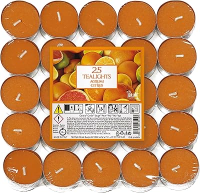 Price's Petali Citrus Scented Tealights 25 Pack 4 Hour Burn Time