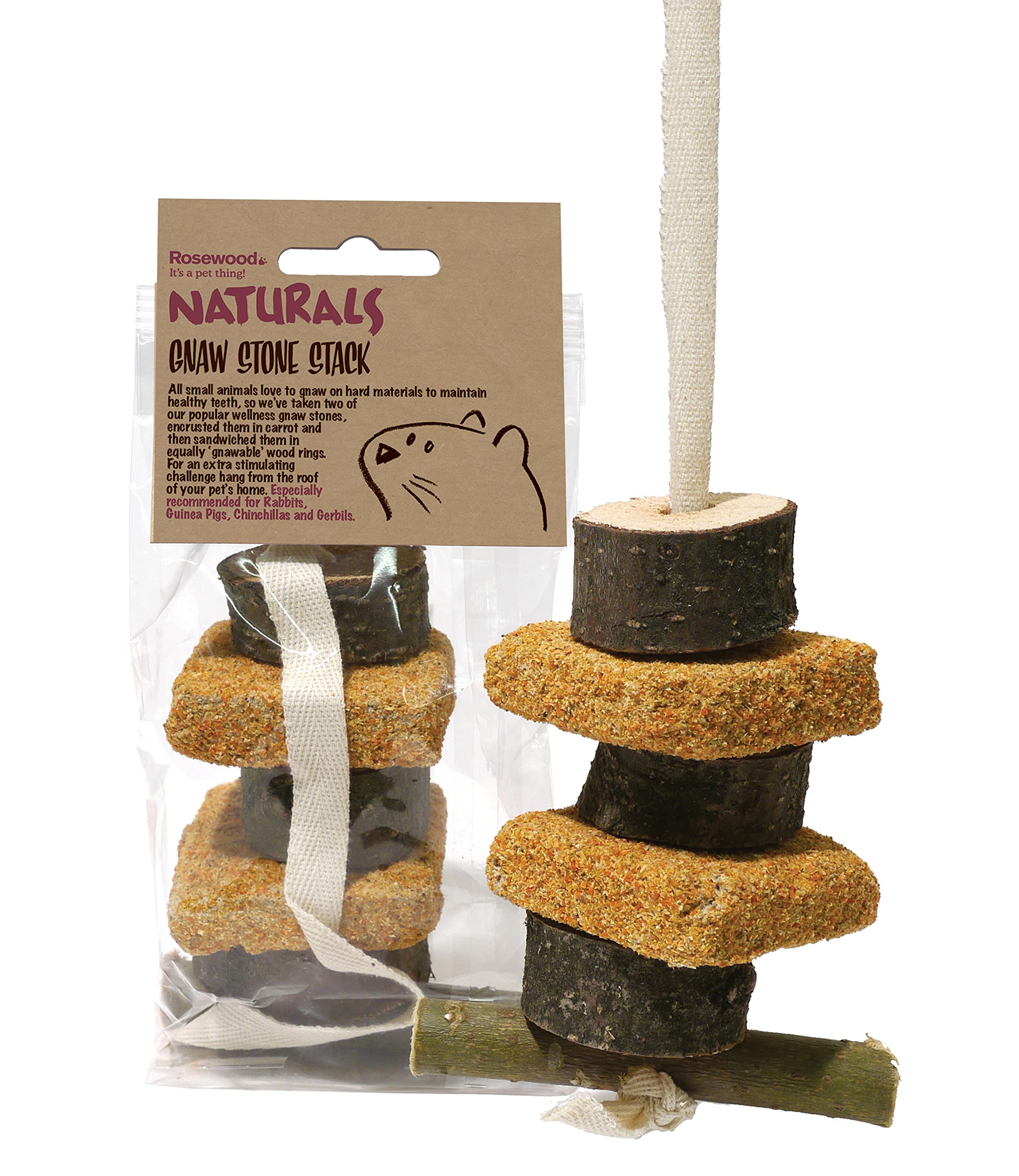 Rosewood Naturals Edible Gnaw Stone Stack, Small Animal Treat and Gnaw Toy for Rabbits, Guinea Pigs, Chinchillas, Degus, Hamsters, Gerbils, Mice and Rats (Pack of 1)