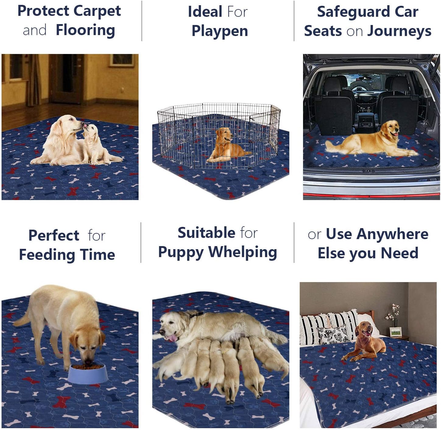 Washable Pee Pads for Dogs - Waterproof & Non-Slip Fast Absorbing Puppy Potty Training Pads,Reusable Whelping Pads, Pee Pad for Guinea Pig Cage,Dog Playpen Mat: Pet Supplies