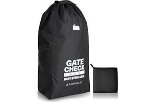 Bramble 45" Gate Check Stroller Bag for Airplane - Drawstring Closure, ID, Padded Adjustable Strap - Baby Buggy Stroller Travel Bag for Airplane Travel (Black)