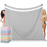 Vikumond Oversized Turkish Beach Towel Blanket XXL Cotton Sandproof Towels Boho Woven Extra Large Big Sand Free Giant Throw Blankets Huge Quilt XL Picnic Camping Necessities Cloud for Adult Gifts