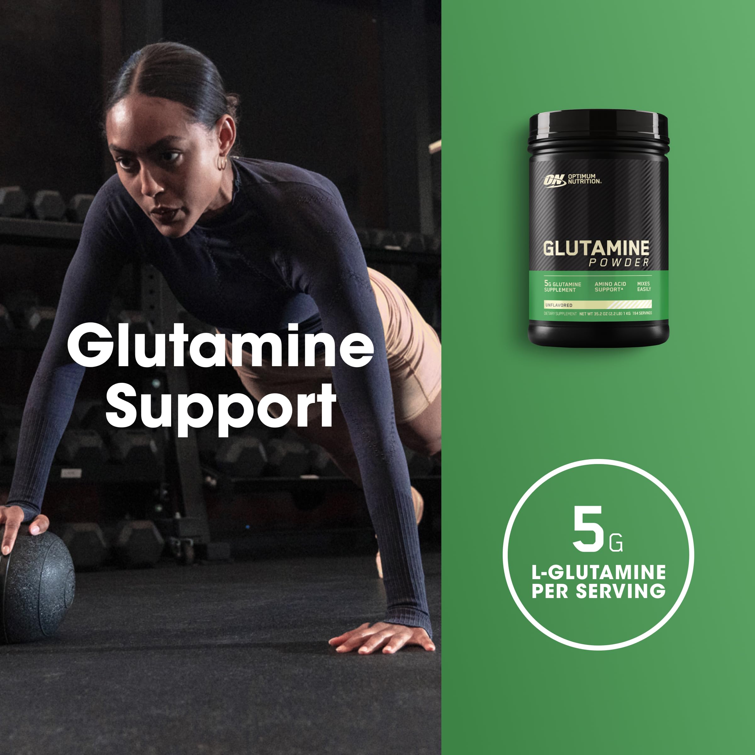 Optimum Nutrition L-Glutamine Muscle Recovery Powder, 1000 Gram, 194 Servings (Pack of 1)