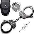 TacStealth Steel Handcuffs with Two Keys & Case | Heavy Duty Black Steel Professional Grade | Bend/Break Free Secure