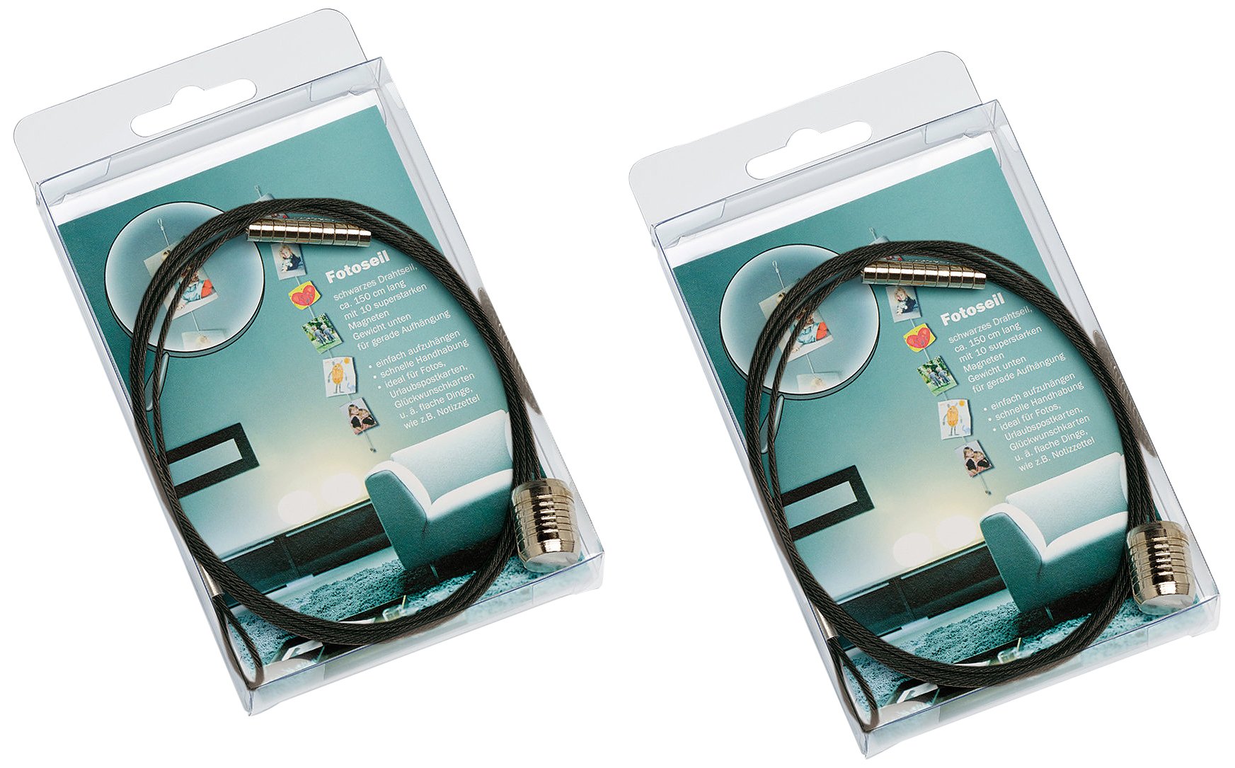 walther Design Photo Rope Black 1,5 m Made of Metal Double Pack, MD150BD