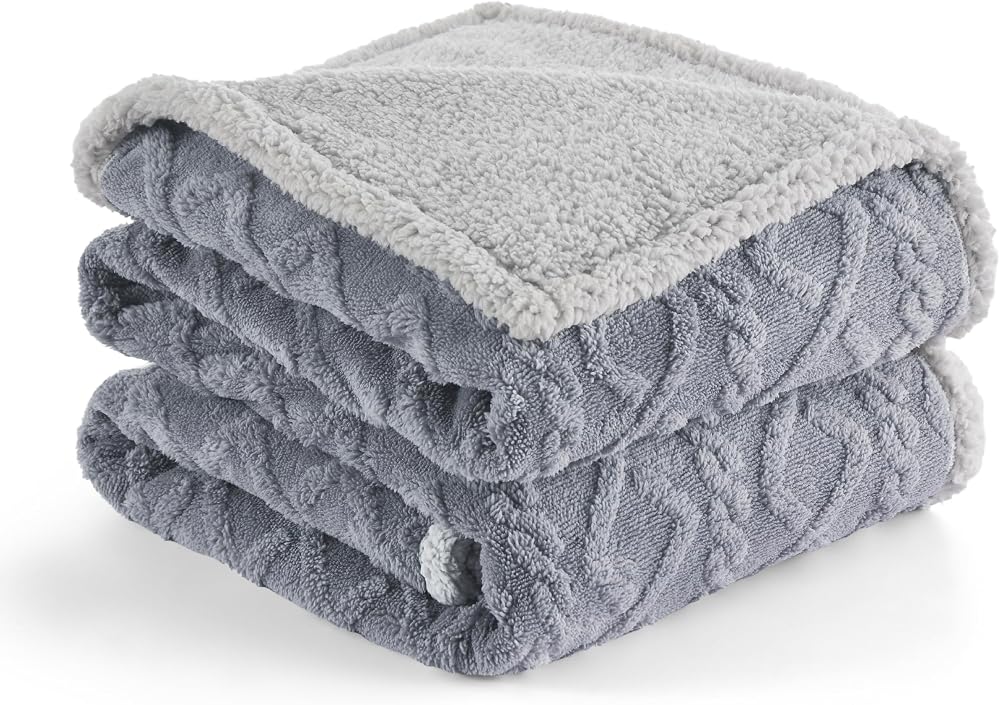 LE SURE Washable Dog Blanket Sherpa 100x120cm Waterproof Grey