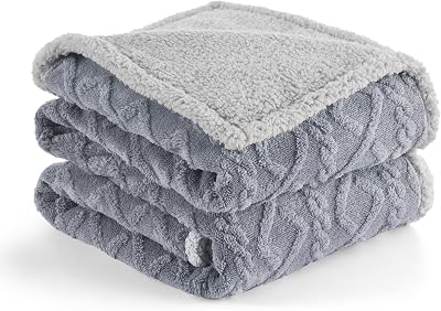 LE SURE Washable Dog Blanket Sherpa 100x120cm Waterproof Grey