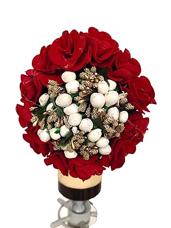 Buy Women Hair Bun Juda Accessories Red Rose White Jasmine Flower