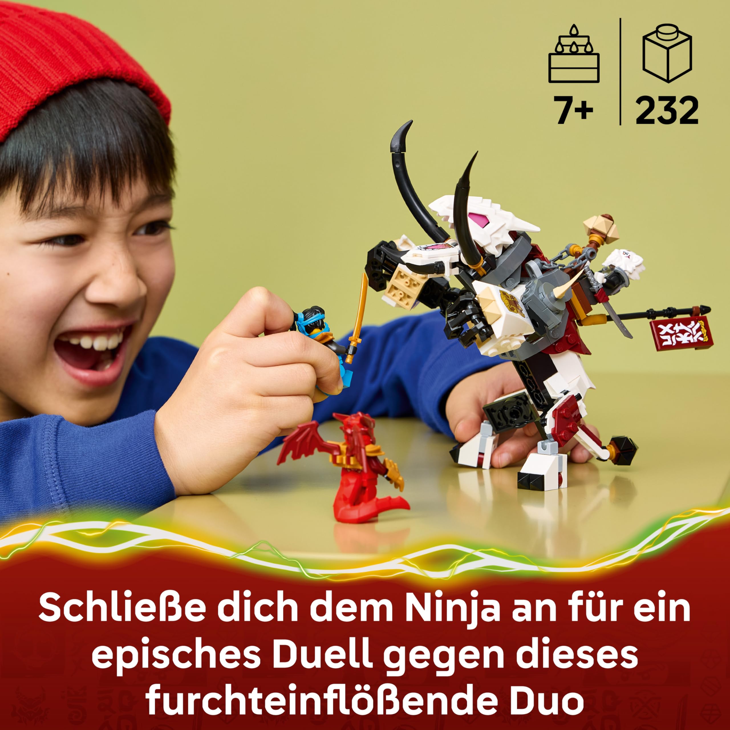 LEGO NINJAGO Zilvar auf seinem Drachentier Grimtak - Ninja Spielzeug mit Actionfigur, 3 Minifiguren inklusive Kai & NYA - Geschenkidee für Jungen ab 7 Jahren und Dragons Rising Fans - 71863 2
