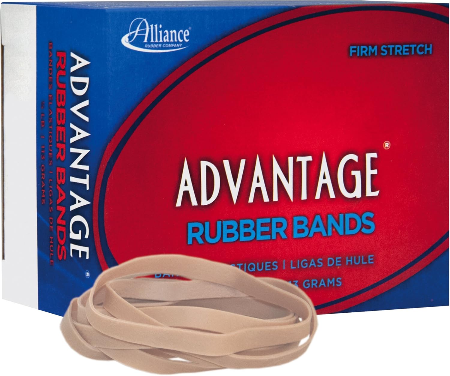 Alliance Rubber 26649 Advantage Rubber Bands Size #64, 1/4 lb Box Contains Approx. 80 Bands (3 1/2" x 1/4", Natural Crepe) : Office Products