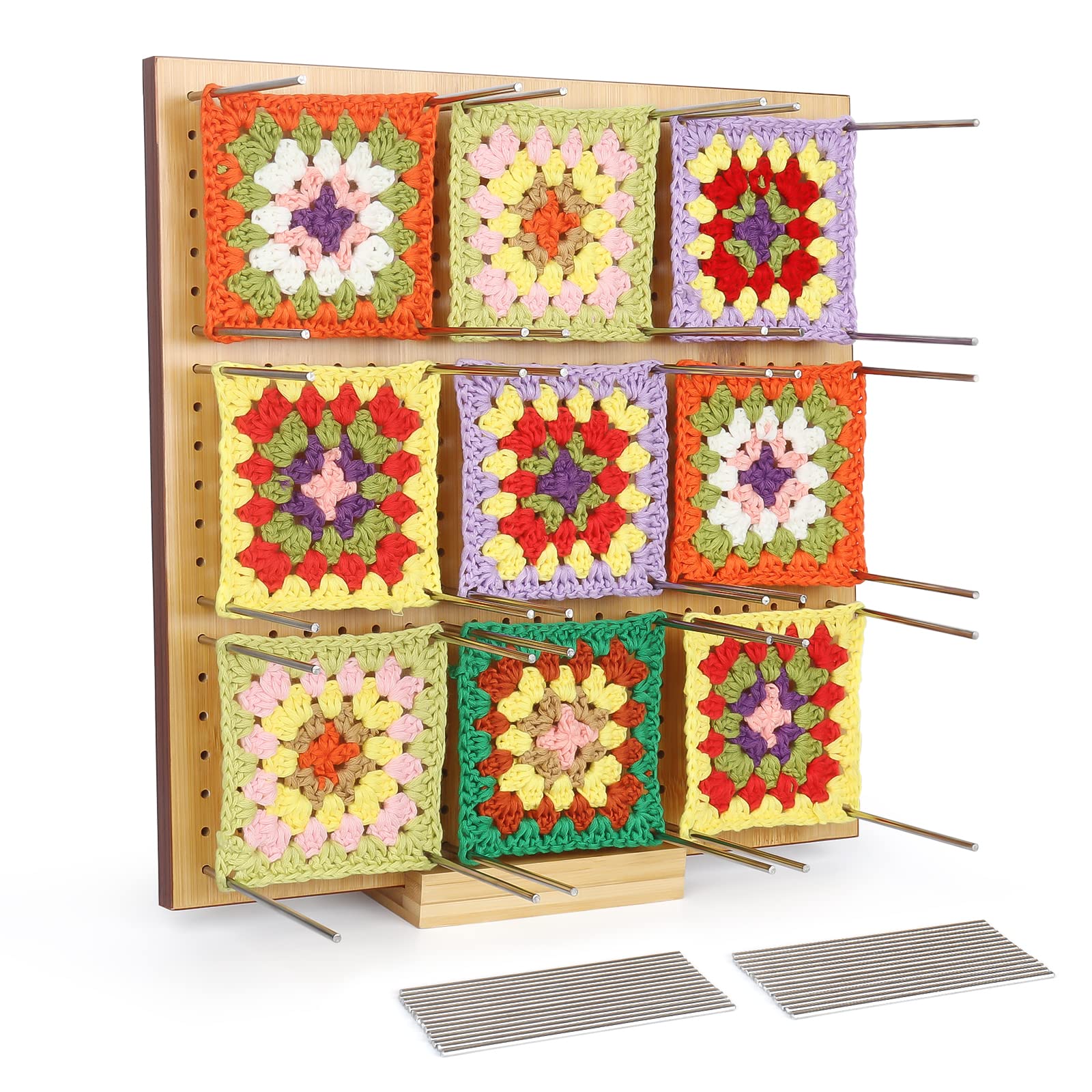 Coopay Crochet Blocking Board Large, Granny Square Blocking Board 11 inch, Wooden Crochet Blocking Board and 30 Pins, Blocking Boards for Crochet and Knitting Projects, Crochet Frame Blocking Mats