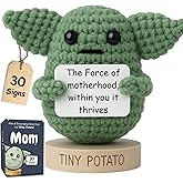 Gift for Mom - Baby Yoda Positive Crochet with 30 Funny Appreciation Cards for Mothers - Star Wars Mom Birthday Present from Daughter, Son, Kids - Best Gag Gift for Birthday