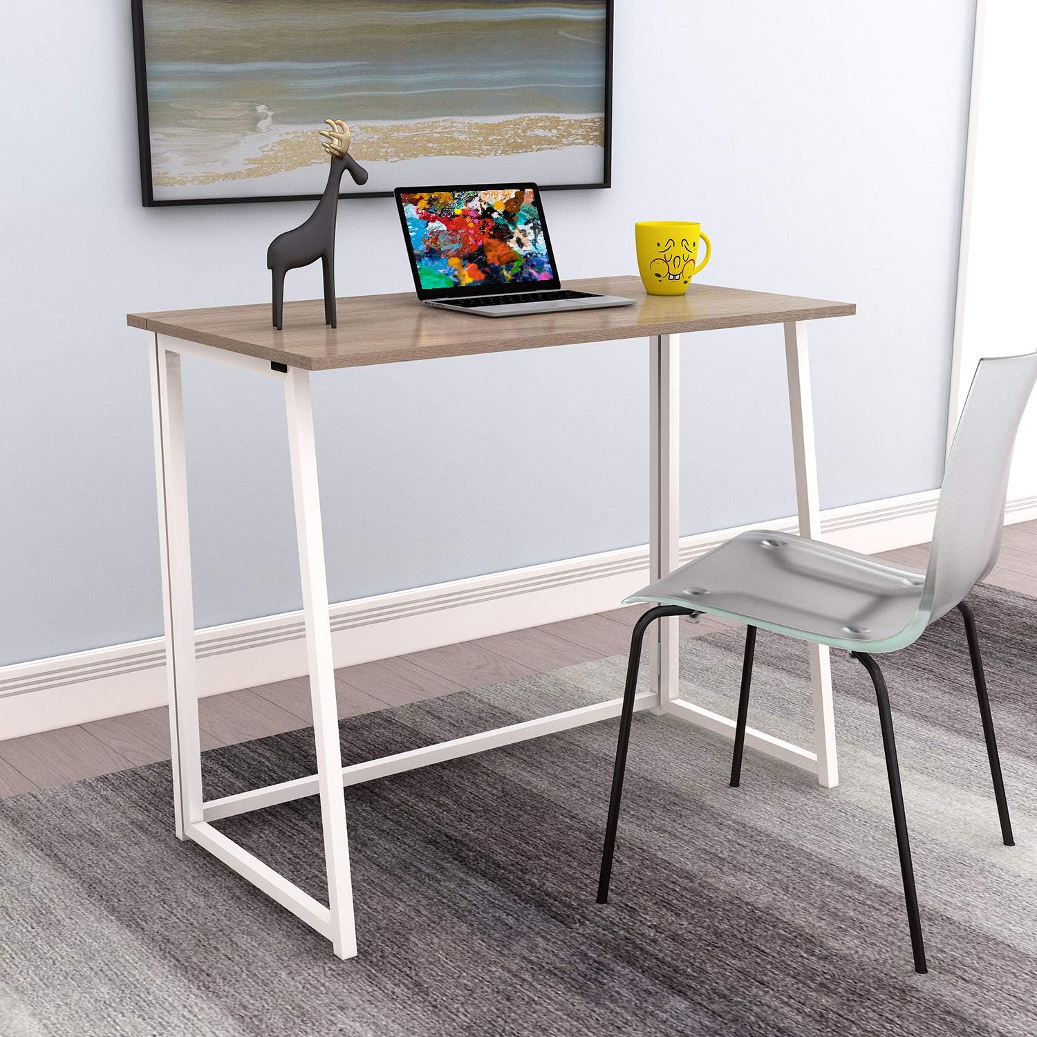 4NM Folding Desk, No-Assembly Small Computer Desk Home Office Desk Foldable Table Study Writing Desk Workstation for Small Space Offices: Home & Kitchen