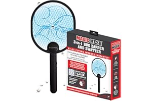 Magic Mesh 2 in 1 Bug Zapper & Swatter- Rechargeable Electric Swatter & Night Zapping Lamp- Zapping Racket Kills Mosquitos, Flies, & Insects Outdoors or Indoors