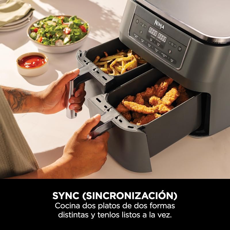 , Fritadeira de ar com compartimento duplo, 7,6 L, cinzento metálico