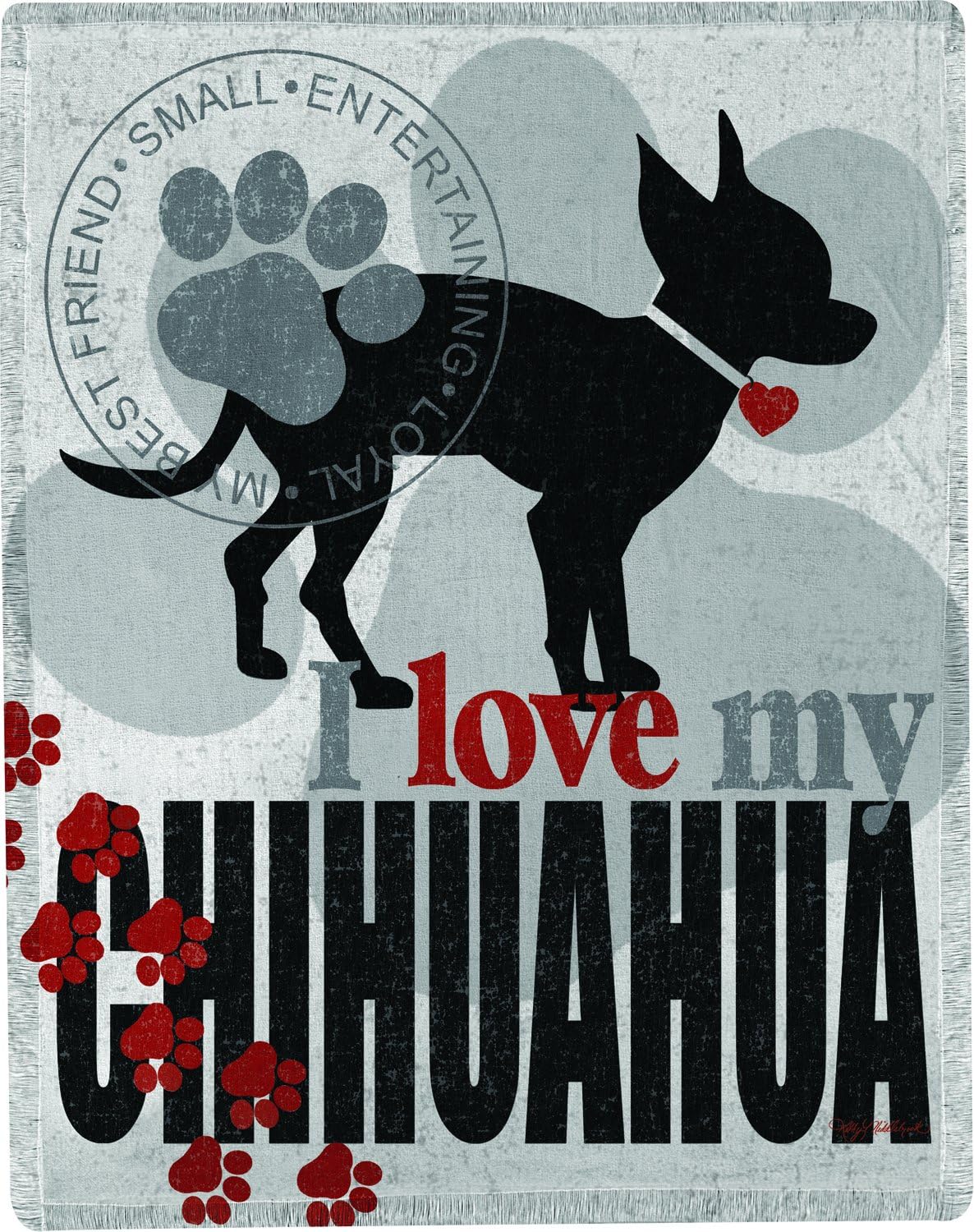 Manual I Love My Chihuahua Woven Decorative Throw Blanket by Kathy Middlebrook 50x60"