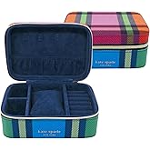 kate spade new york Black Travel Jewelry Case, Small Jewelry Box to Organize Rings, Necklaces, Earrings, Grand Plaid Duo