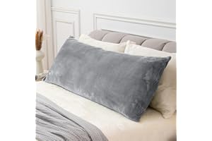 BEDELITE Body Pillow Cover with Zipper Closure, Super Soft and Cozy Fuzzy Fleece Body Pillowcase 20 x 54 Inches, Luxury Fluffy Plush Long Body Pillow Pillowcase for Fall and Winter(Gray)