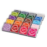 Lsushine Craft Ink Pads, 20 Colors Rainbow Finger Ink Pads for DIY Stamping | Ink Pad Set for Rubber Stamps, Finger Painting, Crafts on Paper, Wood, Fabric, Scrapbooking, DIY &amp; Back to School Supplies