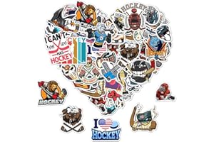 ZULUVINYL 50 Pack Pcs Ice Hockey Stickers for Water Bottles Waterproof Vinyl Laptop Luggage Scrapbooking Funny Sports Sticker Packs Set Bulk Adults Teens Girls Boys Aesthetic Small Decals