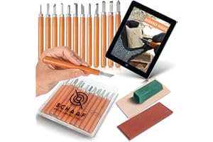 SCHAAF WOOD CARVING TOOLS Beginner-Friendly Wood Carving Kit, 15pc Wood Carving Tools Set with Razor Sharp Carving Knives & Mini Chisels, Linoleum Carving, and Woodworking for DIY Crafts from Schaaf (Large)