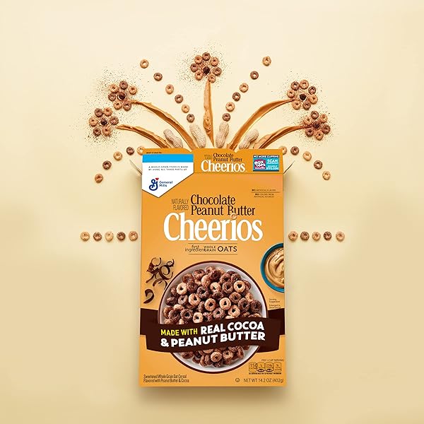 CHOCOLATE PEANUT BUTTER CHEERIOS BREAKFAST CEREAL, LARGE SIZE, 14.2 OZ