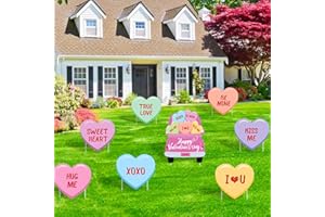HURAY RAYHO Valentine's Day Conversation Hearts Yard Signs Sweethearts Candy Sayings Outdoor Lawn Decorations Valentine Candy Heart Truck Love Signage Cutouts Wedding Bridal Shower Supplies Garden Decor Set of 8